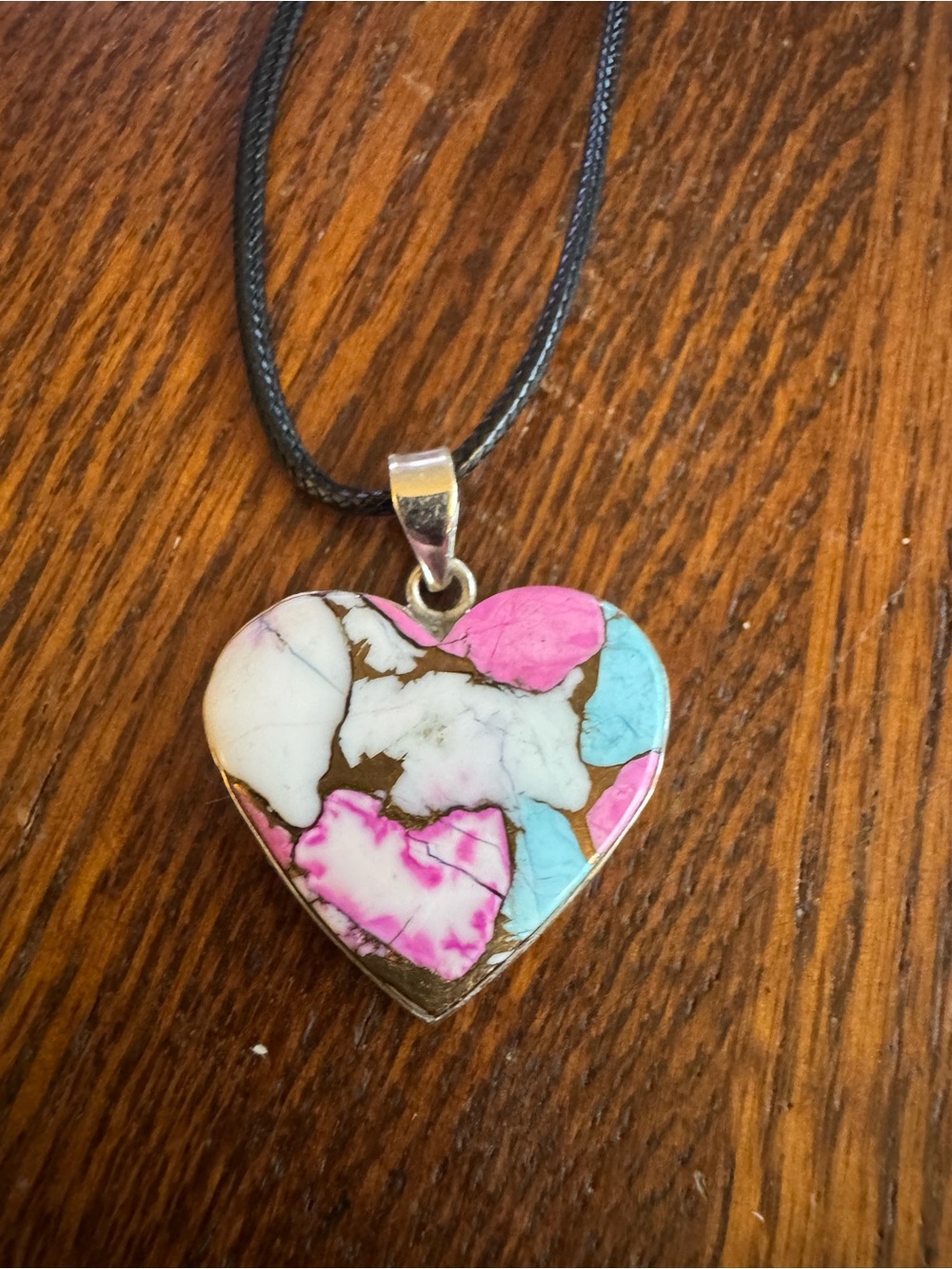 Turquoise Cotton Candy heart Sterling silver necklace